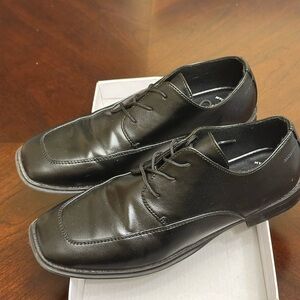 Boys Classic Black Lace-Up Dress Shoes